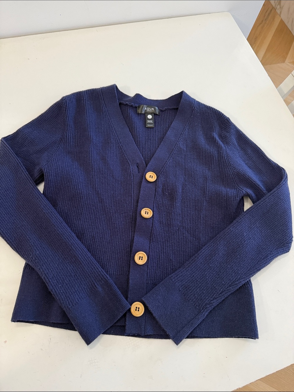 AQUA Girls Navy V-Neck Button Front cardigan